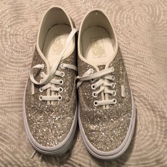 vans silver glitter sneakers